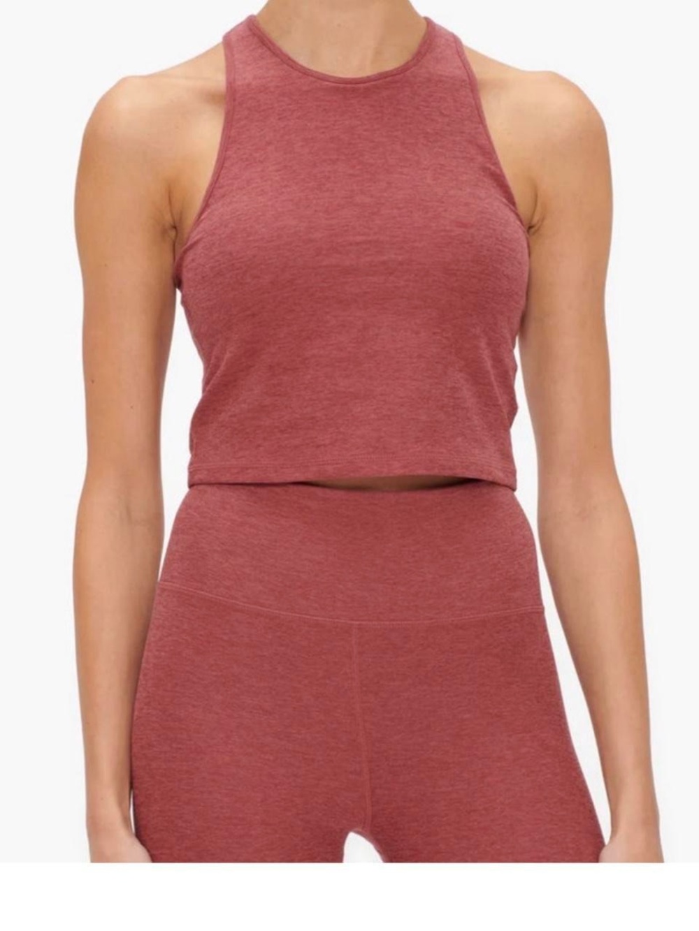 Vuori Crop Tank Top in Brick Red
